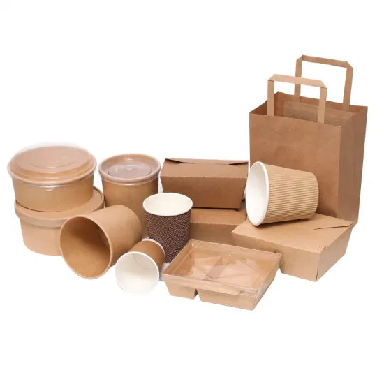 Одноразовые коробки для салата, упаковка для пищевых продуктов, картонные коробки, бумажный контейнер на вынос