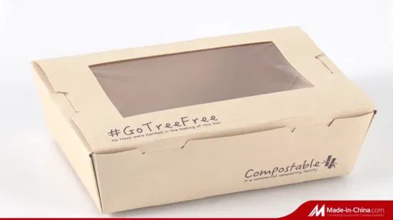Изготовленная на заказ одноразовая бумажная коробка для еды на вынос с окном для домашних животных/PLA с маслостойким покрытием