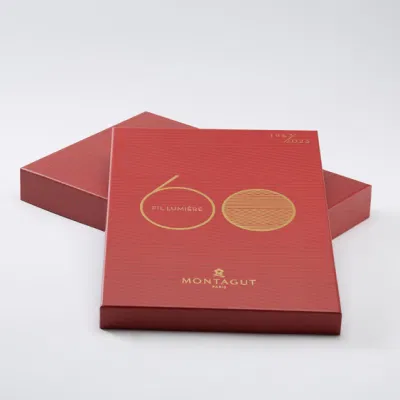 Подарочная коробка для горячего тиснения из художественной бумаги и серого картона с крышкой и основанием